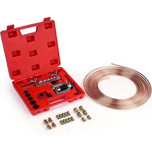 Remleiding felsapparaat - 76 m remleiding Ø 3/16 inch staal in set - 16 schroefverbindingen - 4 connectoren - dubbel en eenvoudig felsgereedschap voor koperen buizen - HVAC hydraulische - professioneel gebruik .