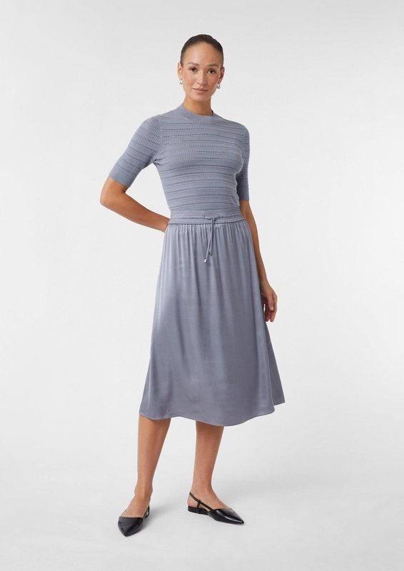 comma - Midi-rok - Satijn - Elastische Tailleband