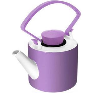 Qdo Theepot Porselein - Cylinder - Met Clip Handvat - 1 liter - Paars