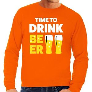 Time to Drink Beer tekst sweater oranje heren - heren trui Time to Drink Beer - oranje kleding M