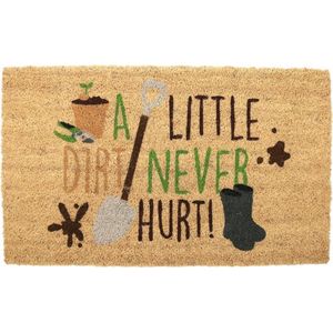 Deurmat - ""A little dirt never hurt"" - Kokos - 75 x 45 cm