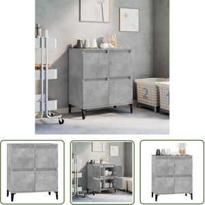 The Living Store Dressoir 60x35x70 cm bewerkt hout betongrijs - Dressoir - Houten Dressoir - Grijze Dressoir - Vintage Dressoir - Industrieel Dressoir