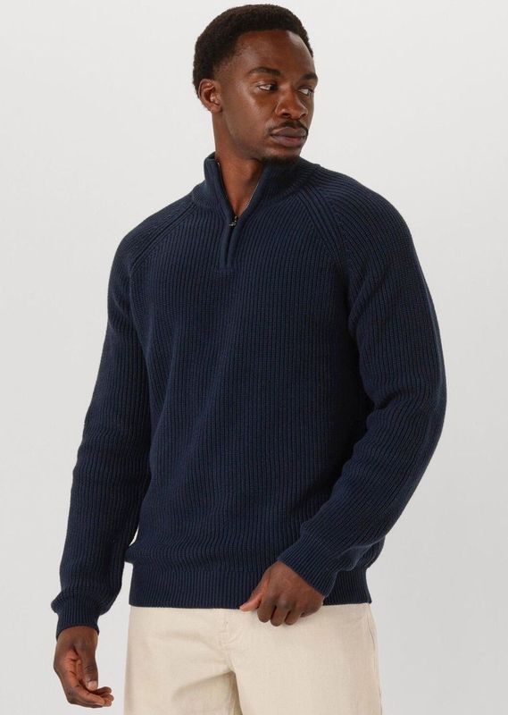 Anerkjendt - Aksune Patent Half Zip Knit - Vest - Donkerblauw