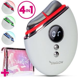 Eraglow® 4-in-1 Huidverjongingsapparaat – Gua Sha Gezichtsmassage - Facelift Apparaat - EMS Microstroom – LED-therapie – Warmte & Trilling - Anti-Aging Tool met Beauty Case – Voor Elk Huidtype