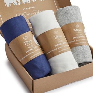 Hoeslakens voor Ovale Wiegmatras - Boterzachte Jersey, 3 Stuks in Marineblauw en Grijs