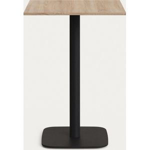 Kave Home - Hoge Dina-tafel van natuurlijke melamine en zwart gelakte metalen poot 60 x 60 x 96 cm