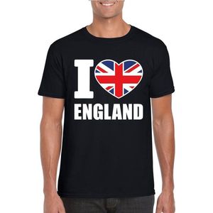 Zwart I love England supporter shirt heren - Engeland t-shirt heren S