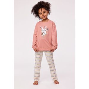 Woody pyjama meisjes - haas - roze - 232-10-BSL-S/443 - maat 140