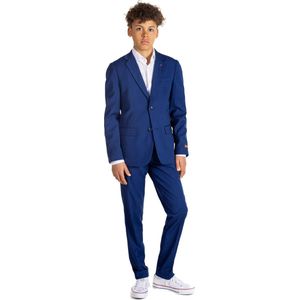 OppoSuits Daily Dark Blue - Casual Tiener Pak - Voor Bruiloften, Schoolfeesten en Casual Chic - Inclusief Pantalon en Blazer - Blauw - Maat: EU 134/140 - 10 Jaar