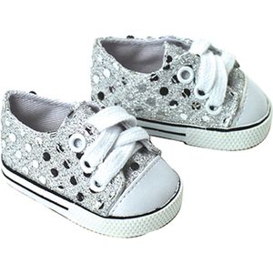Sophia's by Teamson Kids Poppenkleding voor 45.7 cm Poppen - Sneakers - Poppen Accessoires - Zilver/Pailletten (Pop niet inbegrepen)
