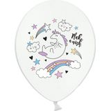 PARTYDECO - 6 witte latex eenhoorn ballonnen - Decoratie > Ballonnen