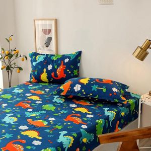 Kussenhoezen Set van 2 in Rustige Blauwe Dinosaurus Design, 80 x 80 cm