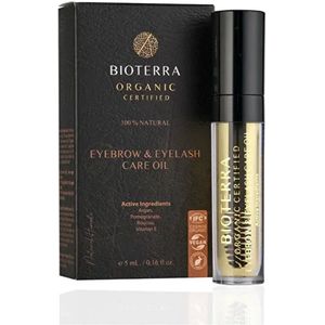 Bioterra Eyebrow & Eyelash Care Oil - 100% Natuurlijk & Biologisch Wimper & Wenkbrauw Olie 5 ml, Natuurlijk Serum met Argan, Jojoba, Rozenbottel en Vitamine E - 5 ml