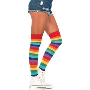 Leg Avenue - Hoge Kousen - Regenboogkleurig - Kostuumaccessoires