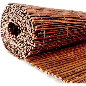 BOGATECO rieten mat privacyhek van hout | 100 cm hoog & 500 cm lang | Ideaal voor tuin, balkon en terras | Gemaakt in Europa
