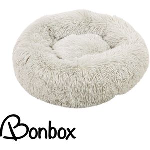 Donut bed in wit - maat M - dierenmand voor katten, kittens en kleine honden - knus mandje - Donutbed diameter 50 cm - Anti anxiety - Bonbox Shop
