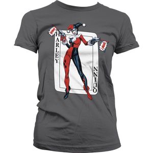 Harley Quinn Card Games Girly Tee Damen T-Shirt Dark-Grey-S