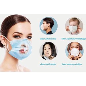 6 AirFrames Mondkapje Houder - Mondmaskerhouder - Voor Comfort - Innermask Silicone Mondkapjes - Mondmasker Beugel - Wasbaar - Herbruikbaar - Face Mask - Gezichtsmasker - Mondkapje Ondersteuning - Bracket 3D - Voor Mondkapje - mondkapje wasbaar