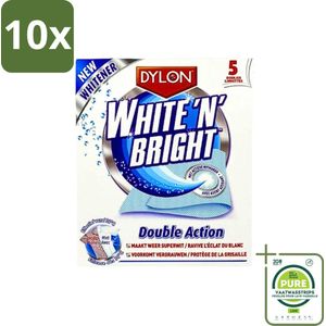 10 x Dylon - Vlekverwijderaar - White & Bright - Superwit & Vlekkeloos - 5 Doekjes - Grootverpakking - Vlekkenverwijderaar - Witwas - Superwit - Wasmiddel - Vlekken