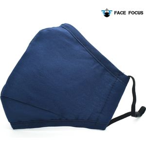 Wasbaar Mondkapje van Katoen Mondmasker met Filterzakje en Vormbare Neusbrug - Donkerblauw
