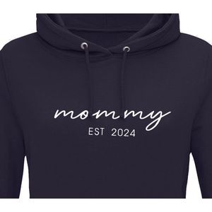 Hoodie dames met capuchon - Sweater dames capuchon - Cadeau mama - Cadeau mama kerst - Cadeau mama moederdag - Mommy est 2024 - Navy S