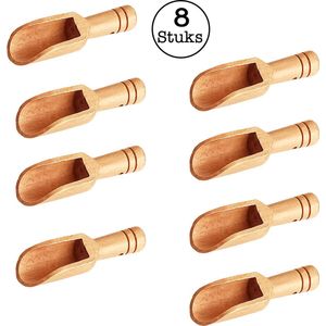 8 Stuks Mini Houten Lepels - Kleine Theelepeltjes - Houten Schepjes - Doseerschep Maatlepel - Lepels Voor Keuken, Koken, Kruiden, Koffie, Thee, Suiker en Zout - Spatel