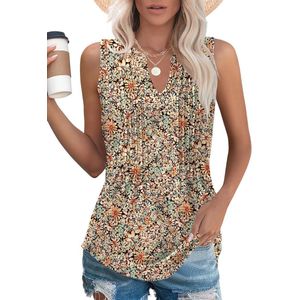 Vrouwen V-hals Mouwloze Bloemen Tank Tops - Casual Zomer Shirts