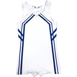 Sparkle&Dream Turnpakje Jongens/Heren Sem Wit - Maat INT 110/116 - Gympakje voor Turnen, Acro, Trampoline en Gymnastiek