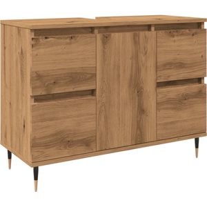 vidaXL - Badkamerkast - 80x33x60 - cm - bewerkt - hout - artisanaal - eikenkleurig