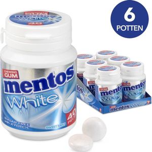 Mentos White Sweetmint Kauwgom Snoep - Suikervrij - 6 Potten - 40 stuks