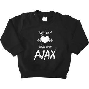 Mooie Baby Trui Sweater ""Mijn hart klopt voor AJAX"" Amsterdam Zwart/wit Met Lange Mouwen Warm Maat 62 Unisex