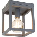 QAZQA cage - Moderne LED Smart Plafondlamp incl. wifi - 1 lichts - L 18 cm - Donkergrijs - Industrieel - Woonkamer | Slaapkamer | Keuken
