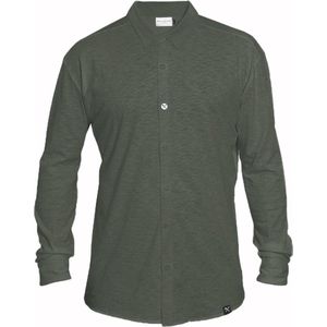 Overhemd - Biologisch katoen - Leger groen - verborgen button down