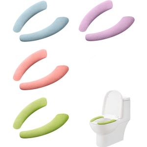 4 paar wc-brilstickers - zelfklevend voor wc-brillen - herbruikbare wc-brilhoezen (paars + groen + blauw + roze)