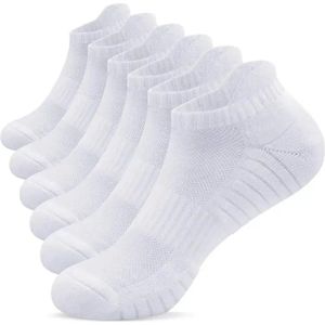 ADA® - Sportsokken heren wit - Compressiesokken - Enkelsokken - Sneakersokken - Ademend - Cushion - 39-44 - Wit - 3 paar
