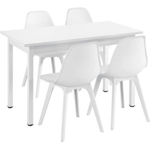 In And OutdoorMatch Eetkamerset Sergio - Eetkamer - 5-delige tafel - Met 4 stoelen - Wit - Hoogwaardige constructie