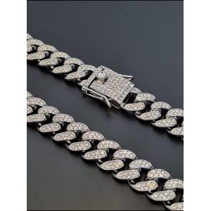 Diamond Boss - Iced out cuban Ketting - 55 cm - Zilver plated