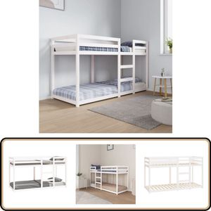 vidaXL Wit Stapelbed 75x190 cm Massief Grenenhout Stapelbed - Houten Bed - Kinderbed - Tweepersoonsbed - Klein Bed