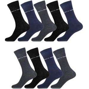 Hoge Herensokken Set van 9 - Zacht en Comfortabel in Zwart, Blauw en Grijs - Maat 43/46