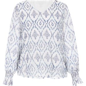 usha - FESTIVAL - Blouse - Saffier Lichtblauw Wit - Blouseshirt