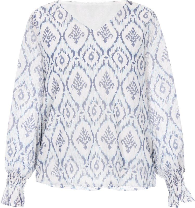 usha - FESTIVAL - Blouse - Saffier Lichtblauw Wit - Blouseshirt