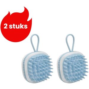 2-delige - Siliconen Shampooborstel - Vierkante Siliconen Massageborstel - Draagbare Multifunctionele Badborstel - Blauw