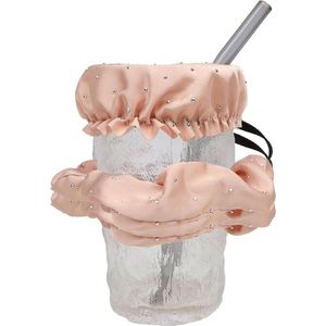 Drankhoezen anti-spikes scrunchie-bekerhoezen - spike-preventie rietjes stekelpreventie - roze - set van 2