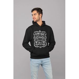 1986 Jaar Zwart Hodie - Maat M - Vintage Aged To Perfection - Verjaardagscadeau - Limited Edition