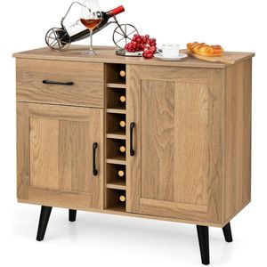 SureDeal® - Buffetkast - Opbergkast - Wijnkast - 6 Flessen - Dressoir - Hout - 90x40x79 cm - Kast - Keuken - Huiskamer