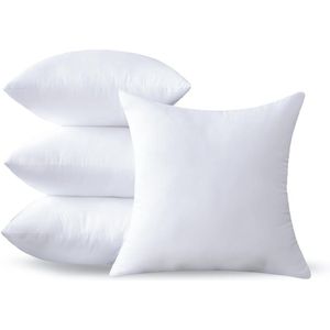 Set van 4 kusseninzetstukken - decoratief en zacht - 16 x 16 cm - wit