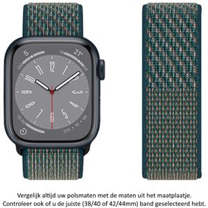 Donkergroen - blauw met oranje weave nylon sport horlogeband geschikt voor Apple Watch 1, 2, 3, 4, 5, 6, 7, 8, SE, 42mm, 44mm & 45mm ""Mannenbreedte"" Series Zacht Geweven Nylon 42 mm, 44 mm en 45 mm - Maat: zie foto