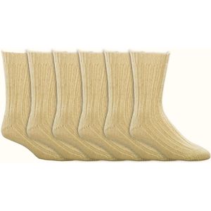 Wollen sokken | 100% Scheerwol | Dames & Heren | Kleur: Beige | Diverse maten | 6 paar