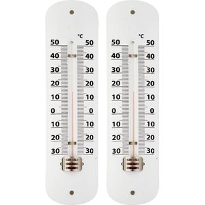 2x Thermometers wit voor binnen en buiten - Weermeters en buitenthermometers