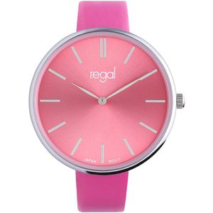 Lucardi Dames Regal dames horloge met fuchsia band - Horloge - PU leer - Roze - 37.80 mm